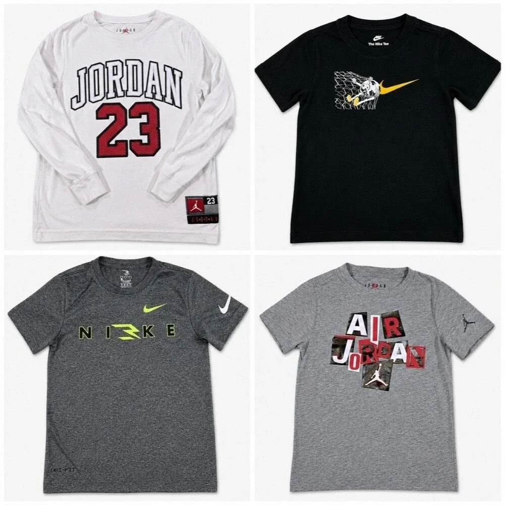 Lot of 9 Boys Youth 6 Small T Shirts 2 Nike 6 Air Jordan Graphic 2 Medium Bundle